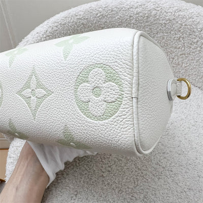 LV Nano Speedy in Bicolor Latte White and Matcha Green Monogram Empreinte leather and GHW