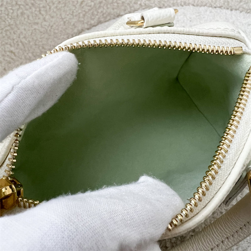 LV Nano Speedy in Bicolor Latte White and Matcha Green Monogram Empreinte leather and GHW