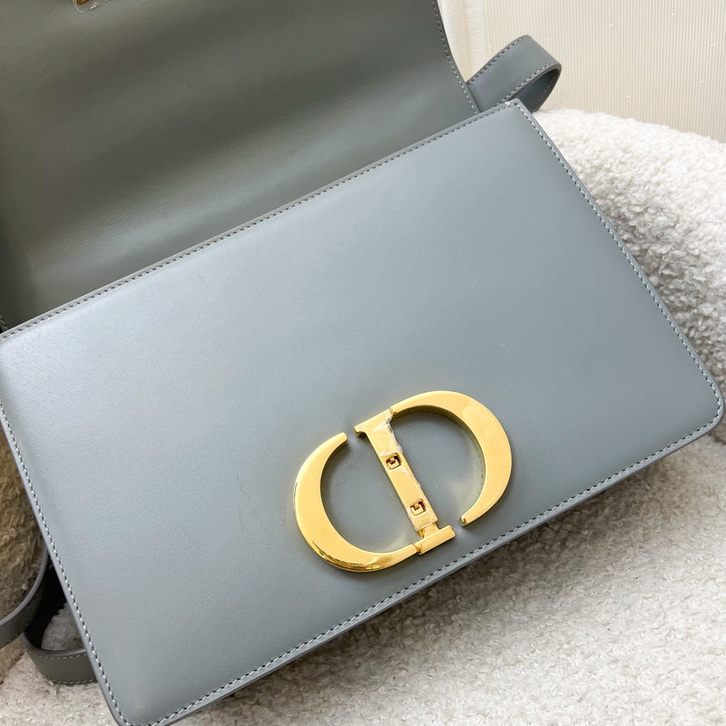 Dior 30 Montaigne Flap Bag in Stone Grey Calfskin and GHW (Model: M9203, Colour: M41G)