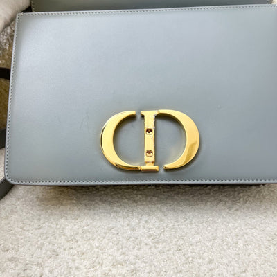 Dior 30 Montaigne Flap Bag in Stone Grey Calfskin and GHW (Model: M9203, Colour: M41G)