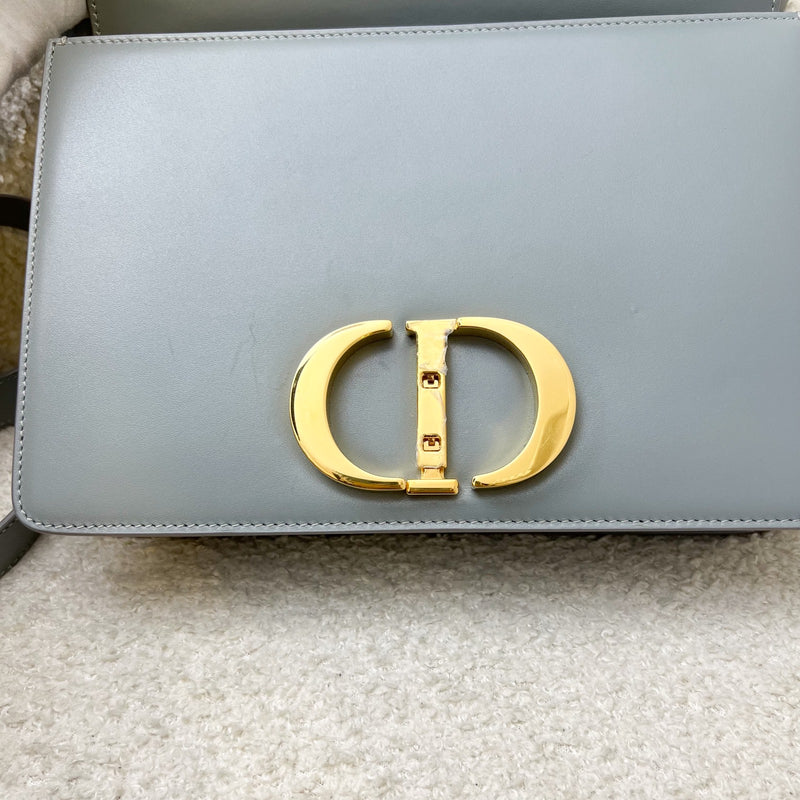Dior 30 Montaigne Flap Bag in Stone Grey Calfskin and GHW (Model: M9203, Colour: M41G)