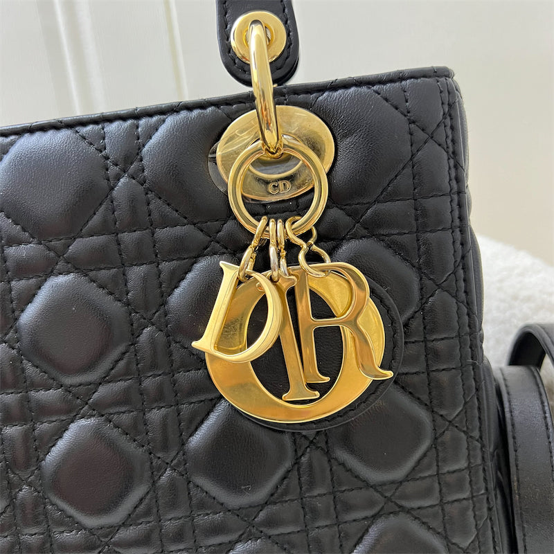 Dior Medium Lady Dior in Black Lambskin and GHW