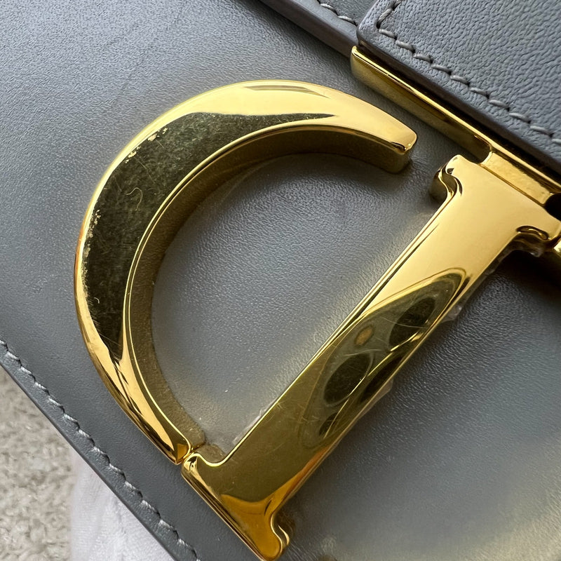 Dior 30 Montaigne Flap Bag in Stone Grey Calfskin and GHW (Model: M9203, Colour: M41G)