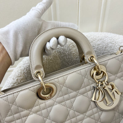 Dior Medium Lady D-Joy Bag in Sand-Coloured (Grey-Beige) Lambskin and GHW (Model: M0540)