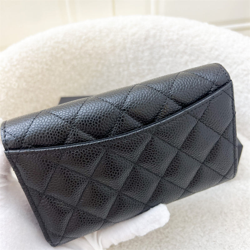 Chanel Classic Medium Wallet in Black Caviar and GHW