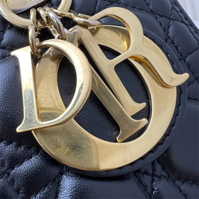 Dior Medium Lady Dior in Black Lambskin and GHW