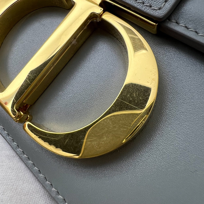 Dior 30 Montaigne Flap Bag in Stone Grey Calfskin and GHW (Model: M9203, Colour: M41G)