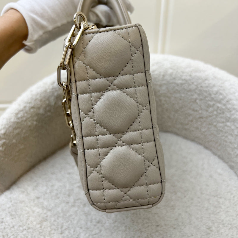 Dior Medium Lady D-Joy Bag in Sand-Coloured (Grey-Beige) Lambskin and GHW (Model: M0540)