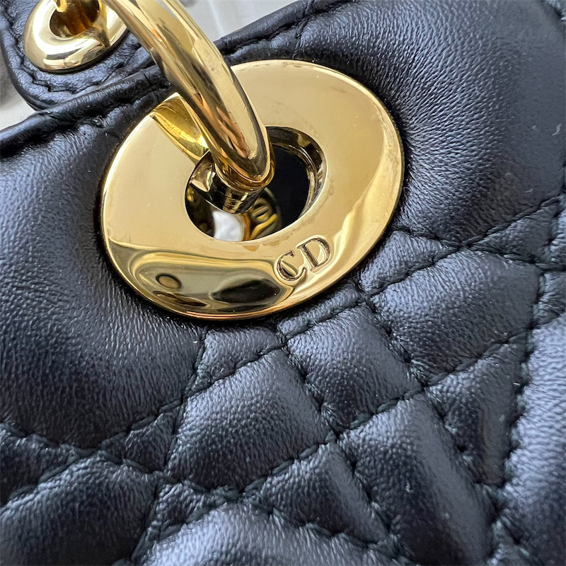 Dior Medium Lady Dior in Black Lambskin and GHW