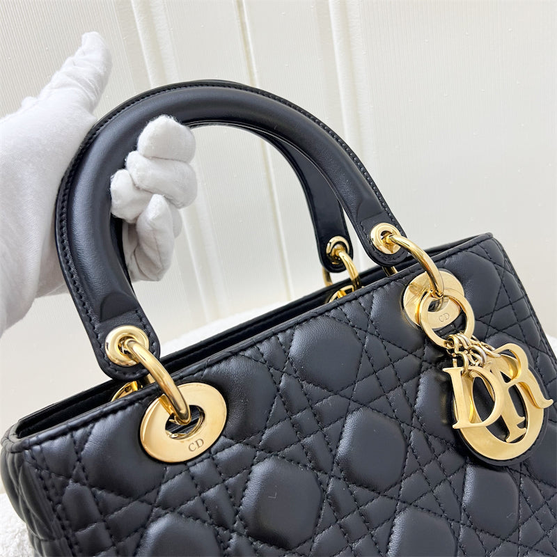 Dior Medium Lady Dior in Black Lambskin and GHW