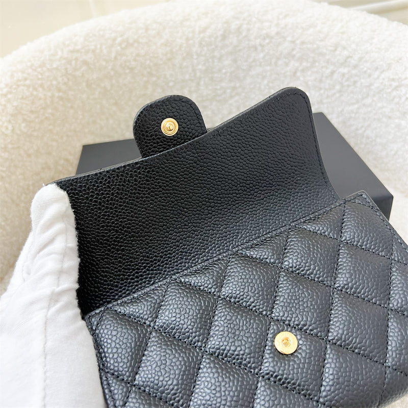 Chanel Classic Medium Wallet in Black Caviar and GHW