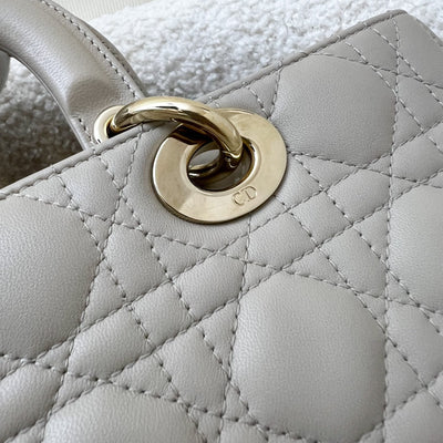 Dior Medium Lady D-Joy Bag in Sand-Coloured (Grey-Beige) Lambskin and GHW (Model: M0540)