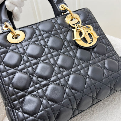 Dior Medium Lady Dior in Black Lambskin and GHW