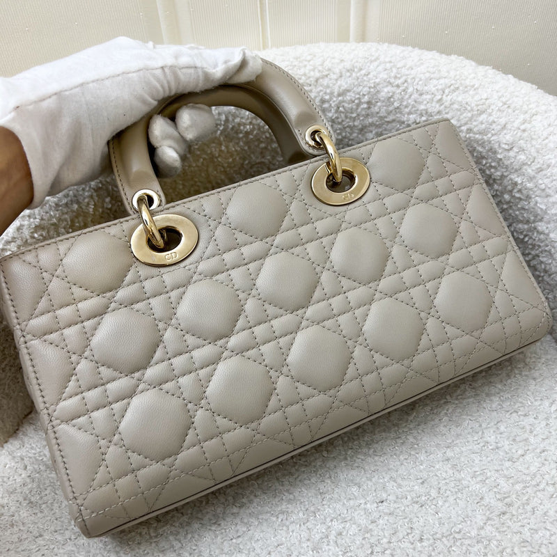 Dior Medium Lady D-Joy Bag in Sand-Coloured (Grey-Beige) Lambskin and GHW (Model: M0540)