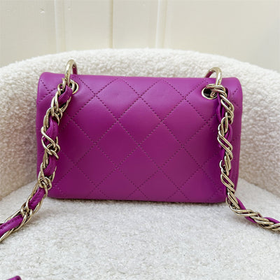 Chanel Seasonal Shoulder Flap Bag in Purple Lambskin and GHW