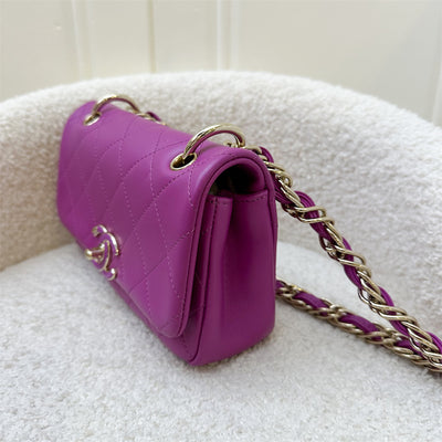 Chanel Seasonal Shoulder Flap Bag in Purple Lambskin and GHW