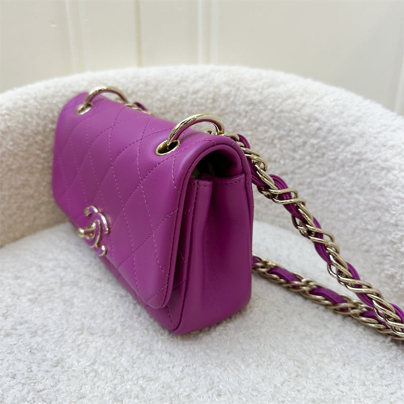 Chanel Seasonal Shoulder Flap Bag in Purple Lambskin and GHW