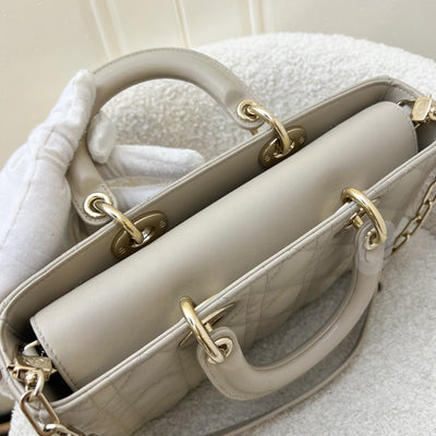 Dior Medium Lady D-Joy Bag in Sand-Coloured (Grey-Beige) Lambskin and GHW (Model: M0540)