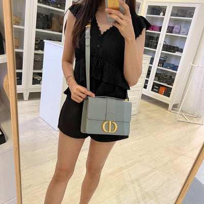 Dior 30 Montaigne Flap Bag in Stone Grey Calfskin and GHW (Model: M9203, Colour: M41G)