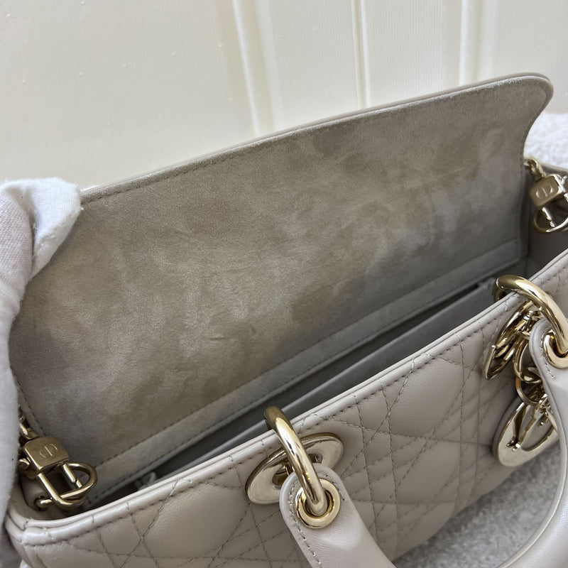 Dior Medium Lady D-Joy Bag in Sand-Coloured (Grey-Beige) Lambskin and GHW (Model: M0540)