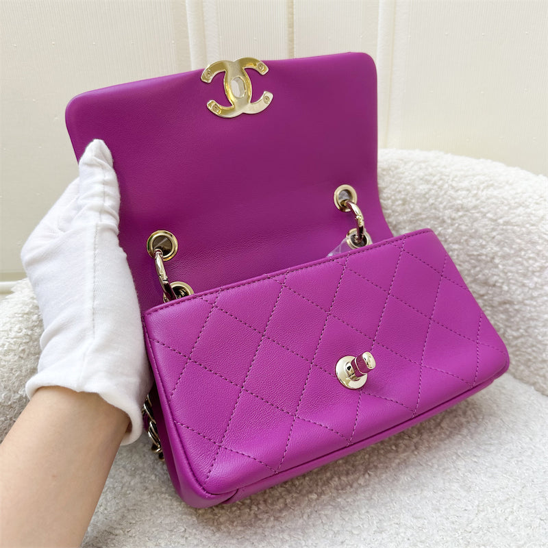 Chanel Seasonal Shoulder Flap Bag in Purple Lambskin and GHW