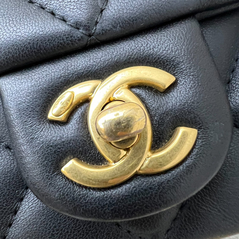 Chanel 22B Small Flap Bag with Heart Charms in Black Lambskin and AGHW (AS3457)