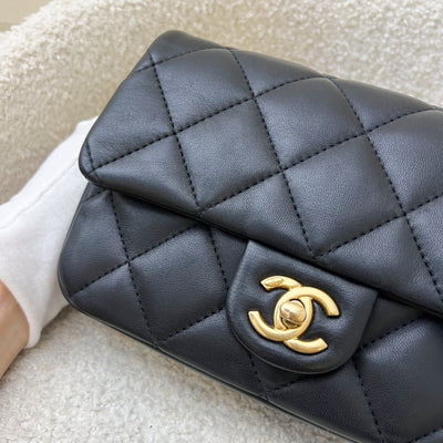 Chanel 22B Small Flap Bag with Heart Charms in Black Lambskin and AGHW (AS3457)