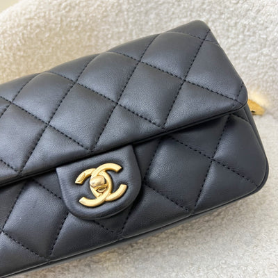 Chanel 22B Small Flap Bag with Heart Charms in Black Lambskin and AGHW (AS3457)