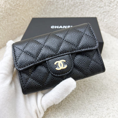 [Brand new] Chanel Classic Snap Card Holder in Black Caviar and GHW (Model: AP0214)