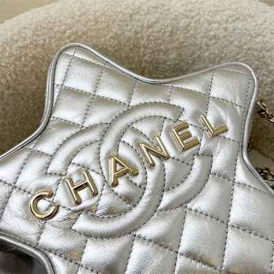 Chanel 24C Casual Style Star Bag in Metallic Silver Lambskin and LGHW