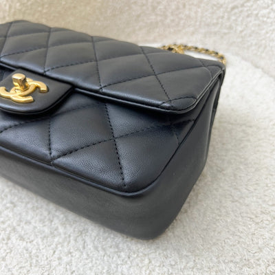 Chanel 22B Small Flap Bag with Heart Charms in Black Lambskin and AGHW (AS3457)