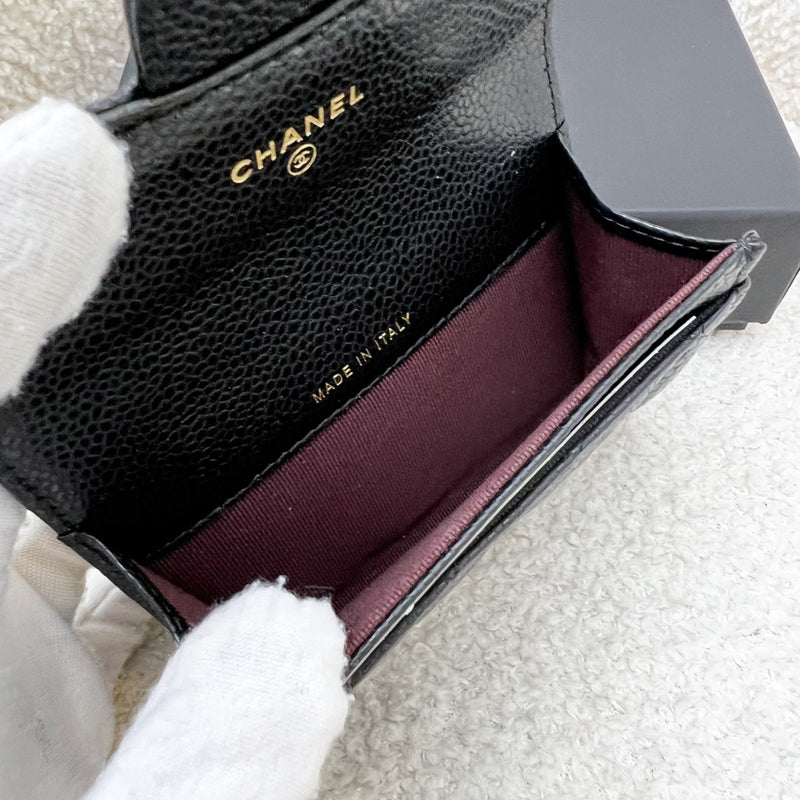 [Brand new] Chanel Classic Snap Card Holder in Black Caviar and GHW (Model: AP0214)