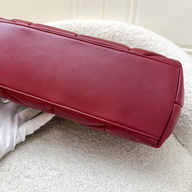Saint Laurent YSL Small Loulou Puffer Bag in Raspberry Red Lambskin and GHW