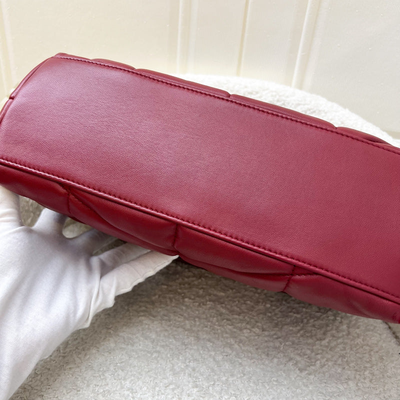 Saint Laurent YSL Small Loulou Puffer Bag in Raspberry Red Lambskin and GHW