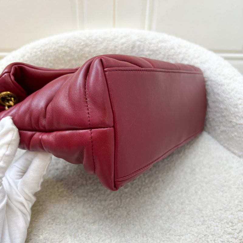Saint Laurent YSL Small Loulou Puffer Bag in Raspberry Red Lambskin and GHW