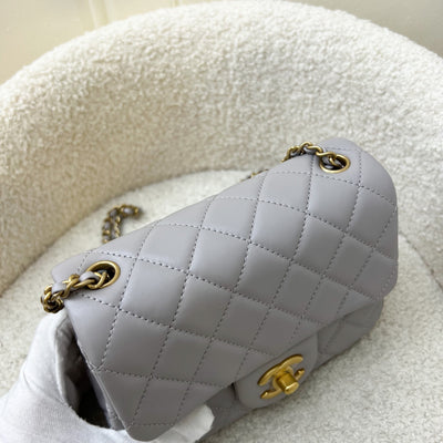 Chanel Pearl Crush Mini Square Flap in Grey Lambskin and AGHW (AS1786)