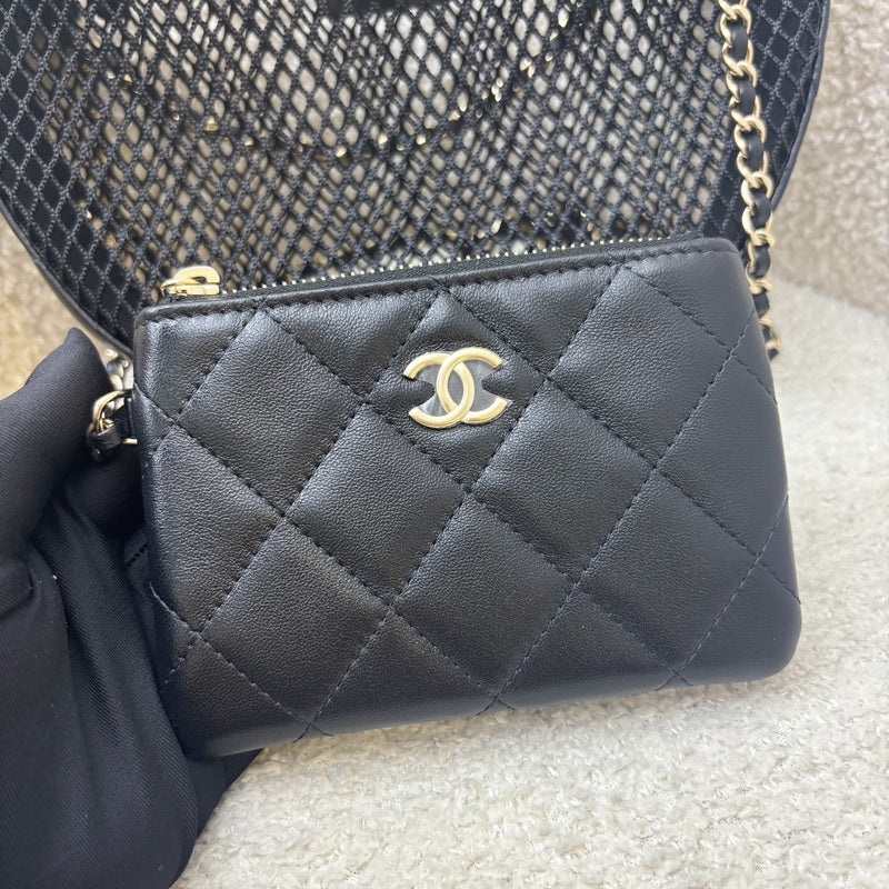 Chanel 25S Clutch on Chain in Black Mesh and LGHW (Model: AP4573)
