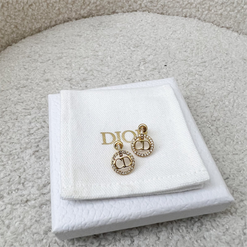 Dior Clair D Lune Earrings in Gold Tone HW and Crystals