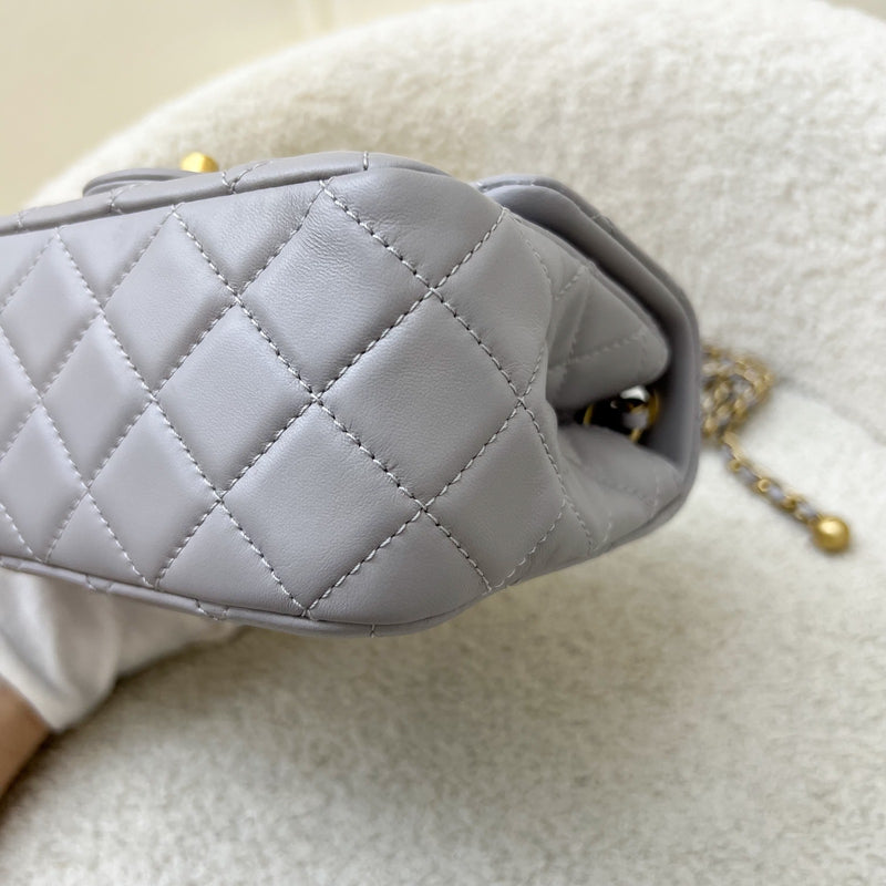 Chanel Pearl Crush Mini Square Flap in Grey Lambskin and AGHW (AS1786)