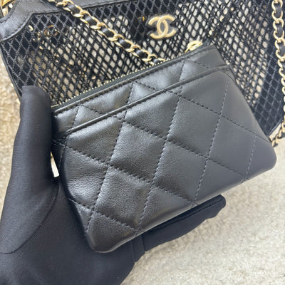 Chanel 25S Clutch on Chain in Black Mesh and LGHW (Model: AP4573)