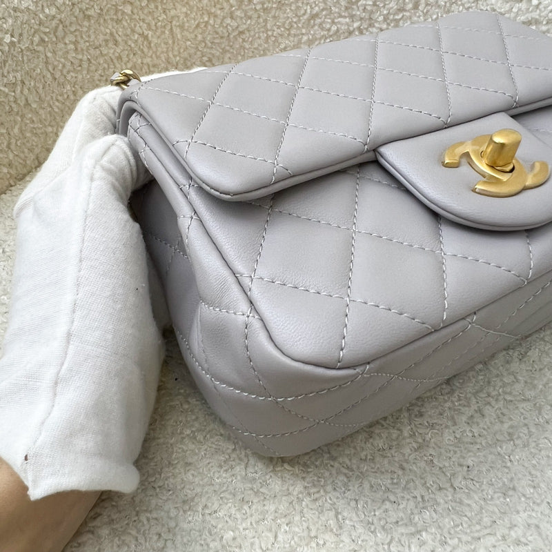 Chanel Pearl Crush Mini Square Flap in Grey Lambskin and AGHW (AS1786)