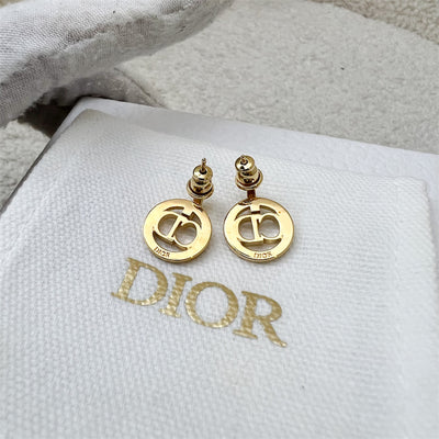 Dior Clair D Lune Earrings in Gold Tone HW and Crystals