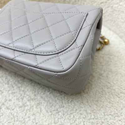 Chanel Pearl Crush Mini Square Flap in Grey Lambskin and AGHW (AS1786)