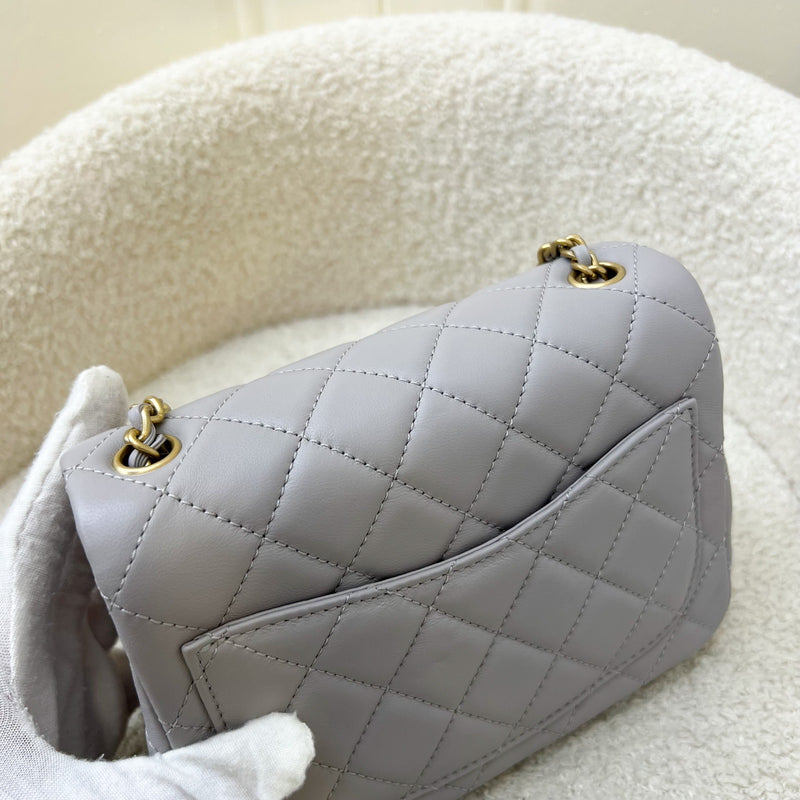 Chanel Pearl Crush Mini Square Flap in Grey Lambskin and AGHW (AS1786)