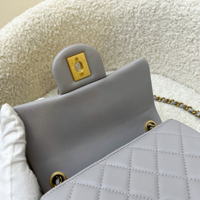 Chanel Pearl Crush Mini Square Flap in Grey Lambskin and AGHW (AS1786)