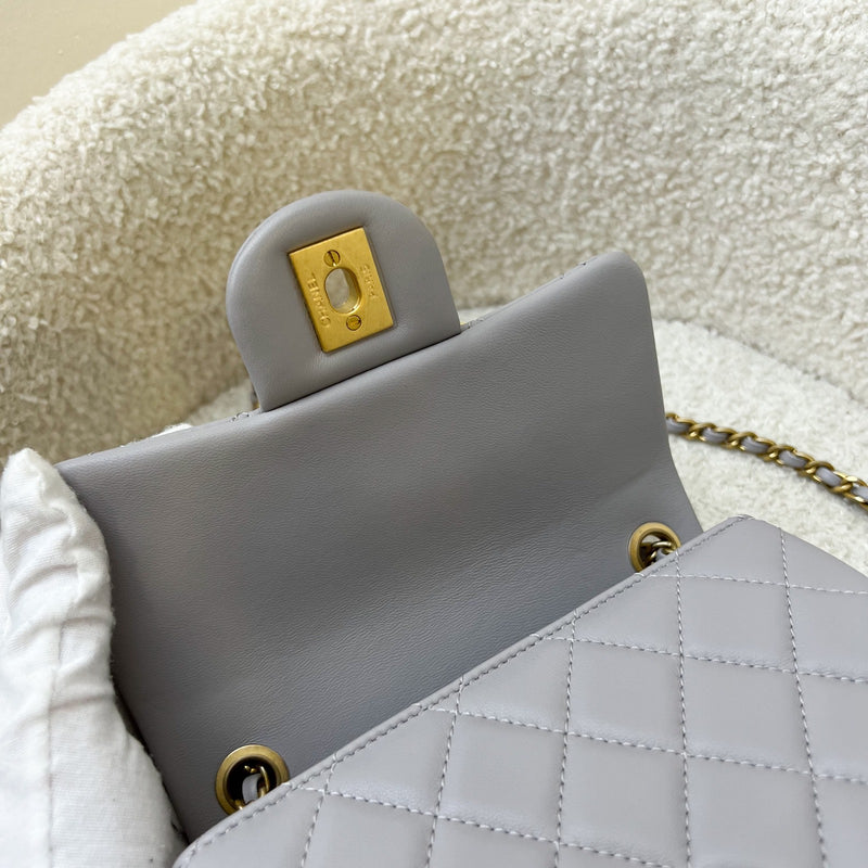 Chanel Pearl Crush Mini Square Flap in Grey Lambskin and AGHW (AS1786)