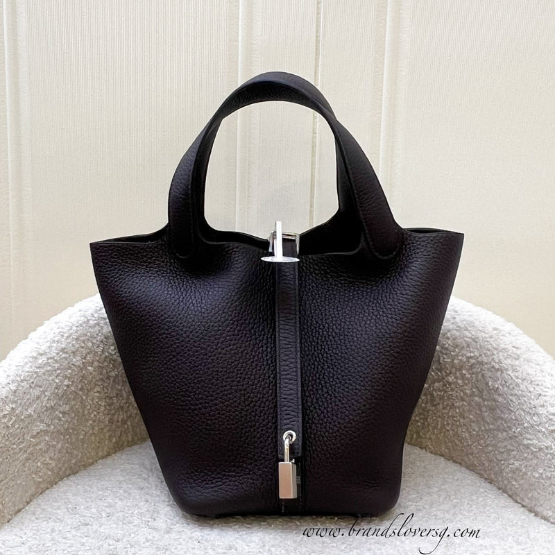 Hermes Picotin 18 in Macassar (Very Dark Brown) Clemence Leather and PHW