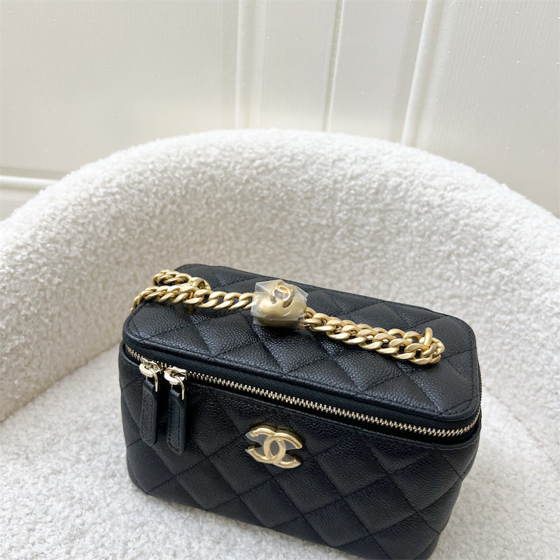 Chanel 23P Heart Adjustable Chain Vanity in Black Caviar AGHW