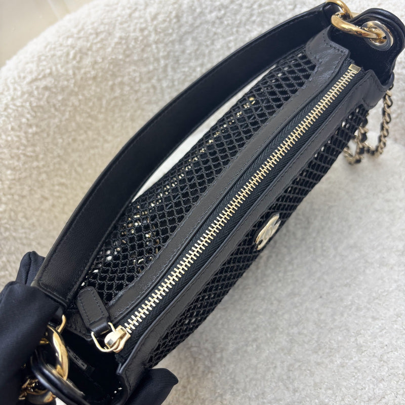 Chanel 25S Clutch on Chain in Black Mesh and LGHW (Model: AP4573)
