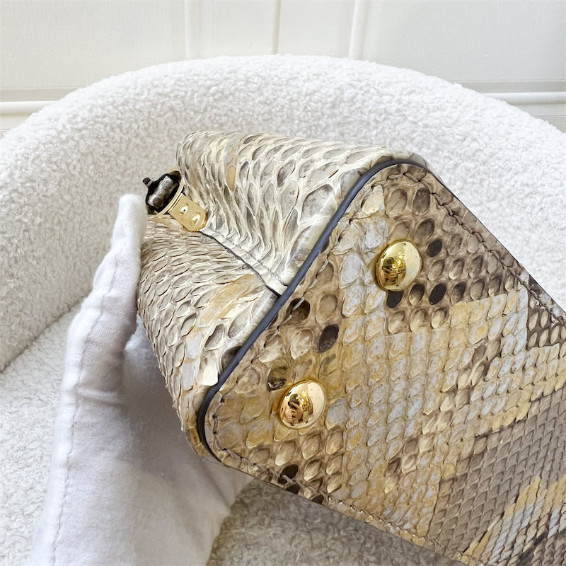 LV Capucines Mini in Gold and Silver Python Skin and LGHW
